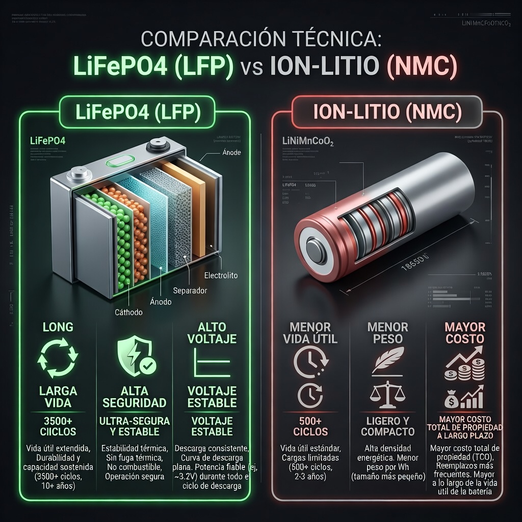 Comparativa LiFePO4 vs Ion-Litio NMC